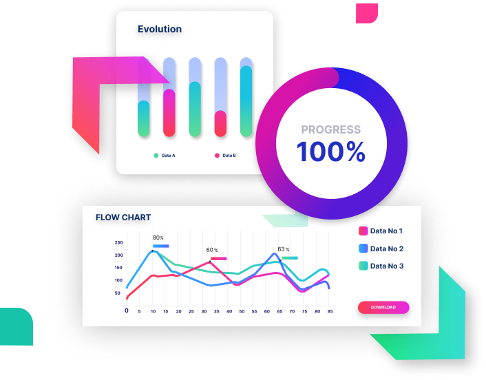 Data visualization charts shows the result of Empowering your business journey from concept to success.